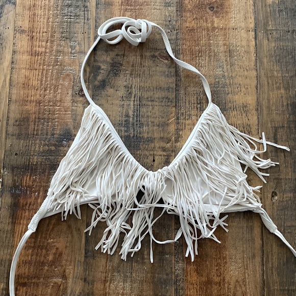 L*Space cream fringe bikini top size small - Picture 2 of 4